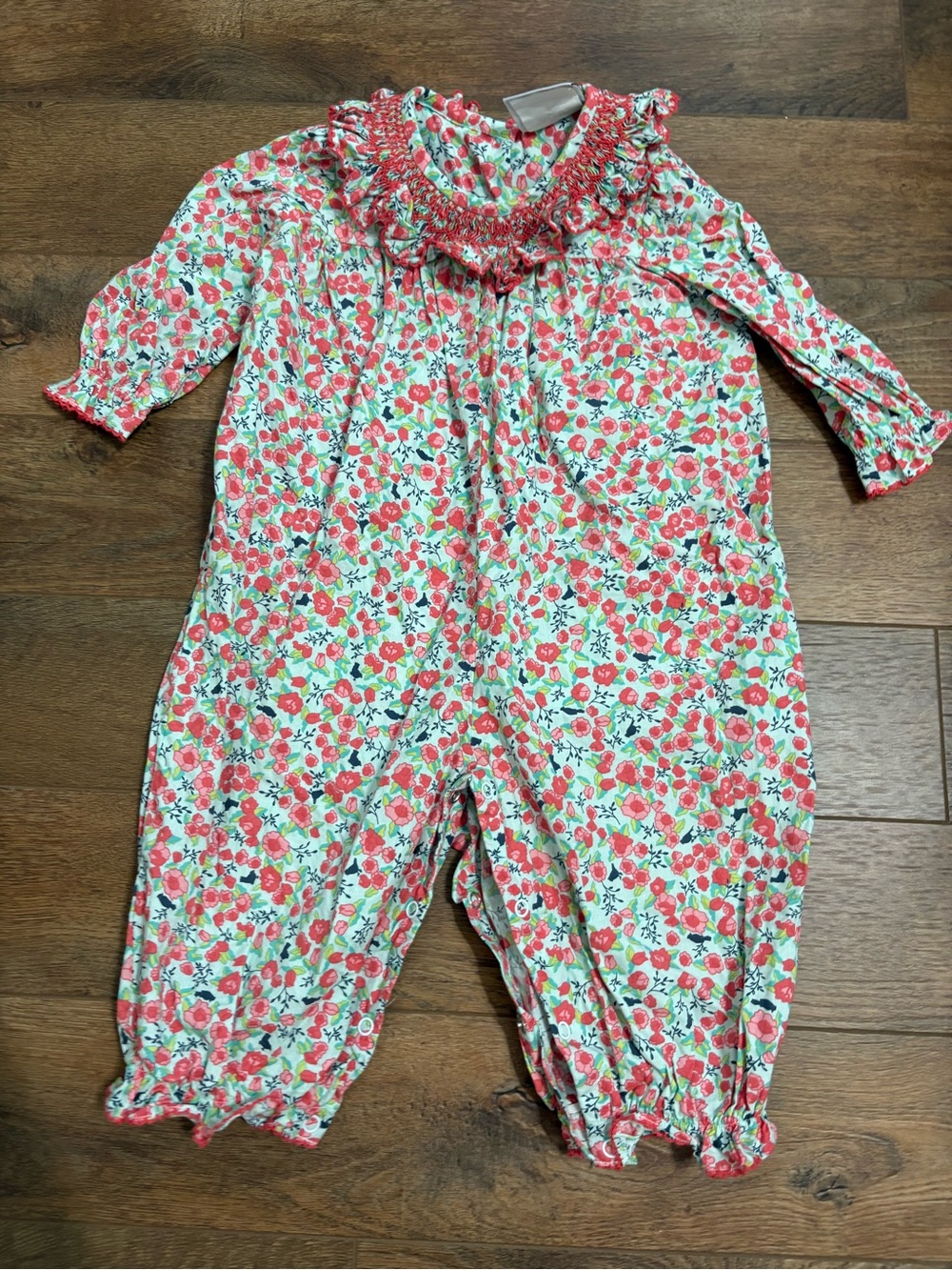 Castles & Crowns Floral Smocked Long Sleeve Romper 6-9M